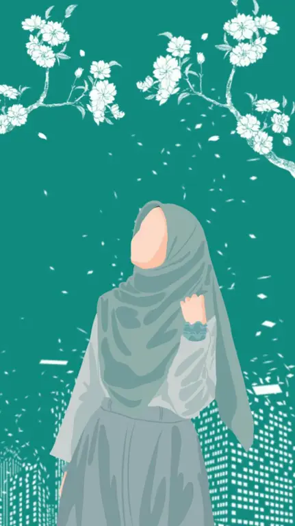 Wallpaper anime muslimah dengan karakter yang imut dan menggemaskan